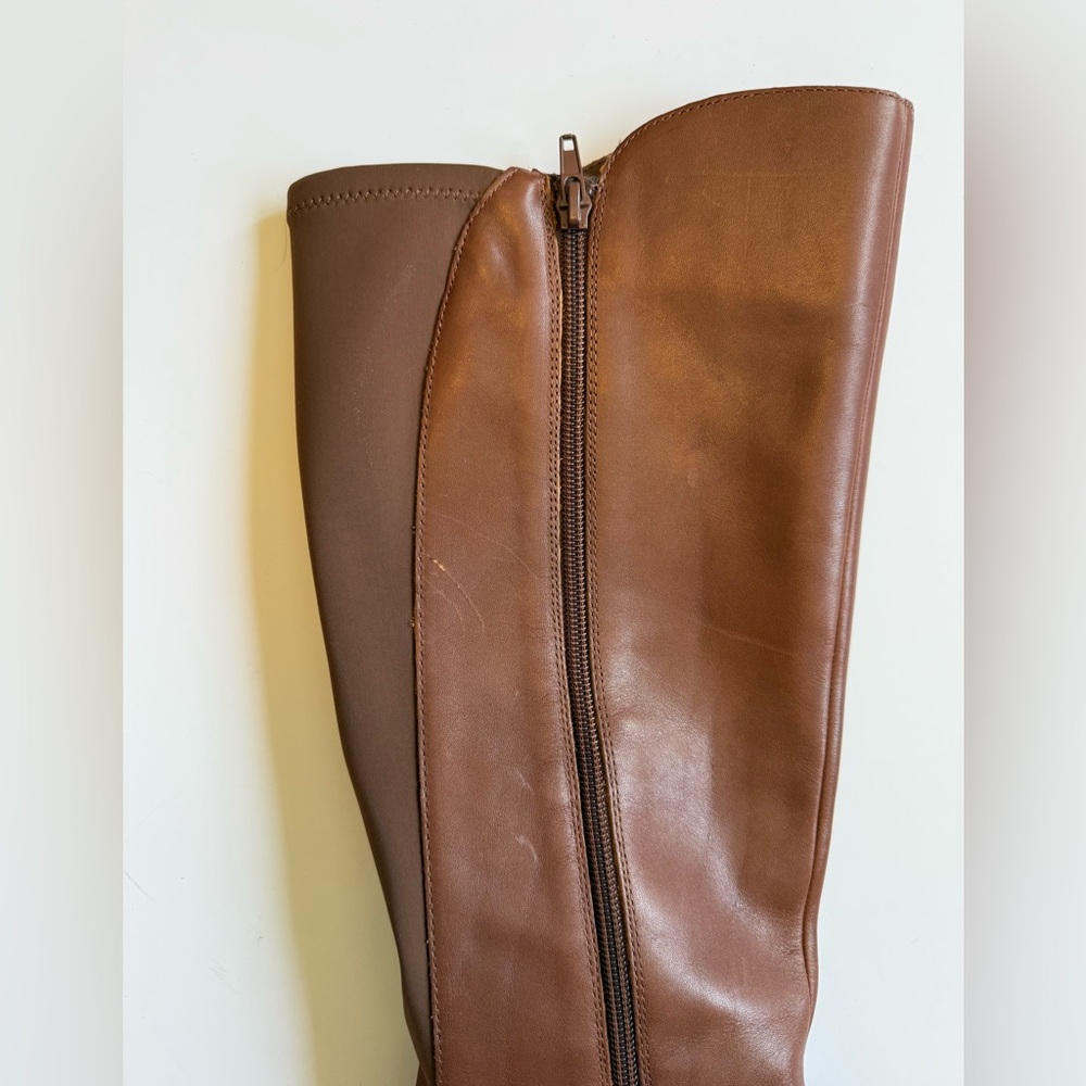 Anne Klein Honesty Brown Leather Heeled Boots - Sz 7.5 - Picture 14 of 15